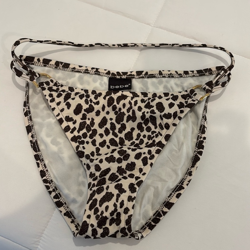 Bebe Sparkly Animal Print Bikini Bottoms NWT